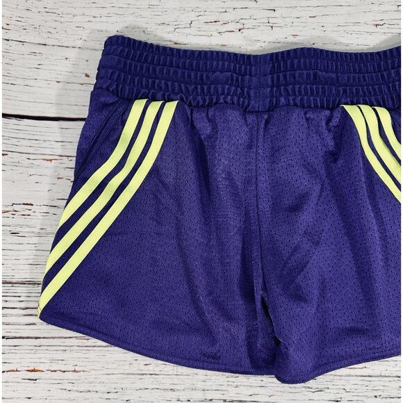 Adidas Mesh Running Shorts Wide Waist Training Purple Neon Green Size Medium - Picture 7 of 11